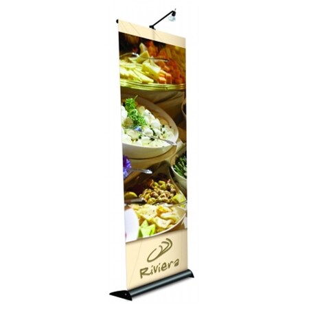 Testrite Visual Products Mercury Retractable Banner Stands 24 in. - 1 Sided Mercury Stand- Silver TE578103